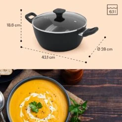 Noto Endurance Kochtopf Ø28cm Geschmiedetes Aluminium Deckel Induktion PTFE-Antihaftbeschichtung 17 Noto Endurance Kochtopf Ø28cm Geschmiedetes Aluminium Deckel Induktion PTFE-Antihaftbeschichtung -Einrichtungsgeschäft 10045008 yy 0009 dimensions